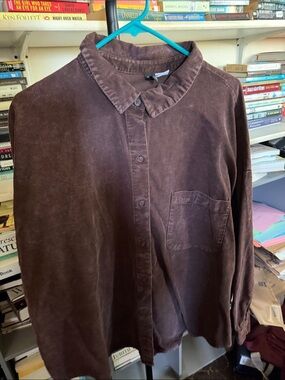 Woman’s Corduroy Button-Up Shirt in Brown